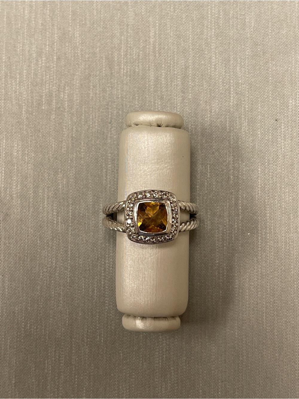 Estate David Yurman Citrine and Diamond Cable Ring in Sterling